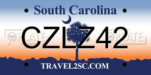CZLZ42 South Carolina License Plate