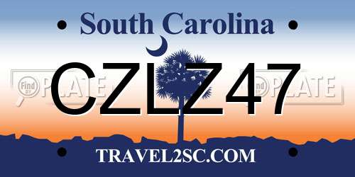 CZLZ47 South Carolina License Plate
