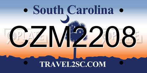 CZM2208 South Carolina License Plate