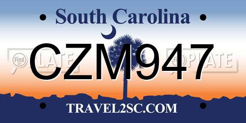 CZM947 South Carolina License Plate