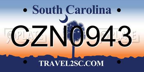 CZN0943 South Carolina License Plate