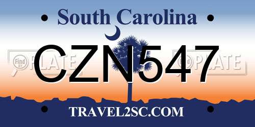 CZN547 South Carolina License Plate