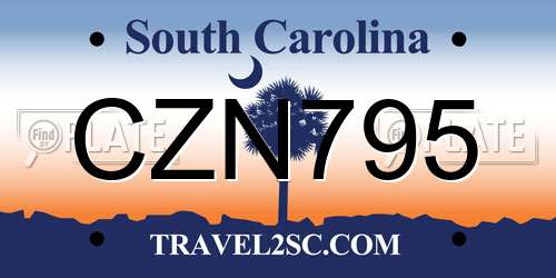 CZN795 South Carolina License Plate