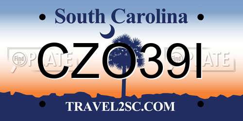 CZO39I South Carolina License Plate
