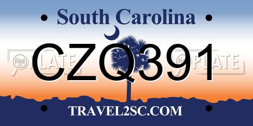 CZQ391 South Carolina License Plate