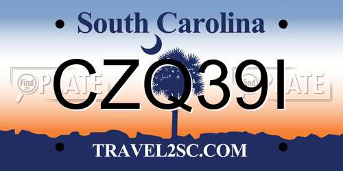 CZQ39I South Carolina License Plate