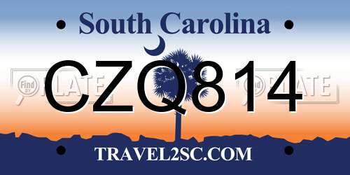 CZQ814 South Carolina License Plate