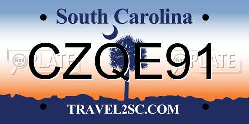 CZQE91 South Carolina License Plate