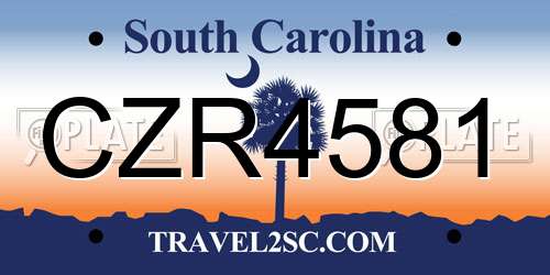 CZR4581 South Carolina License Plate