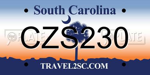CZS230 South Carolina License Plate