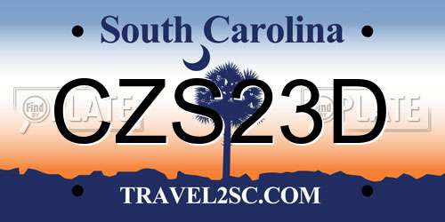 CZS23D South Carolina License Plate
