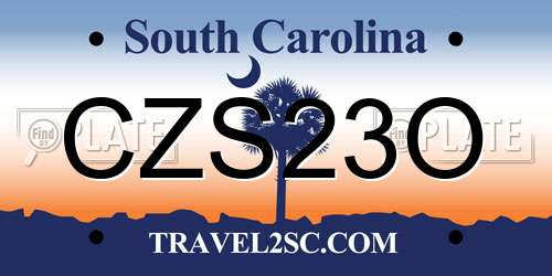 CZS23O South Carolina License Plate