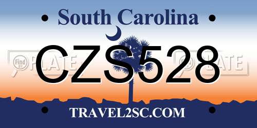 CZS528 South Carolina License Plate