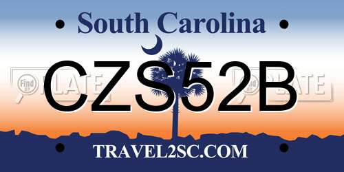 CZS52B South Carolina License Plate