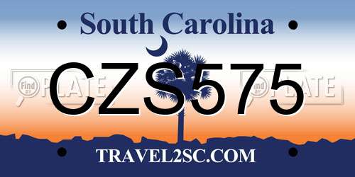 CZS575 South Carolina License Plate
