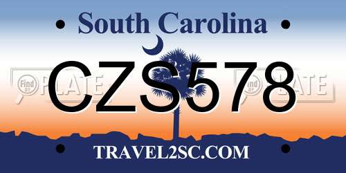 CZS578 South Carolina License Plate