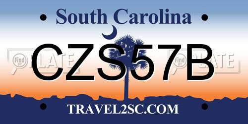 CZS57B South Carolina License Plate