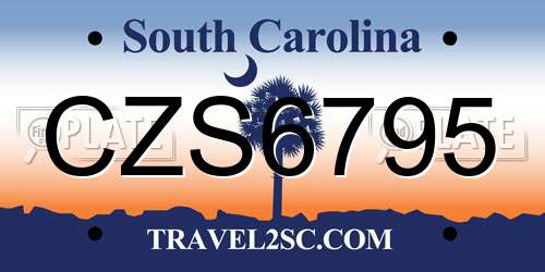 CZS6795 South Carolina License Plate
