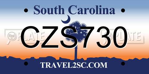 CZS730 South Carolina License Plate