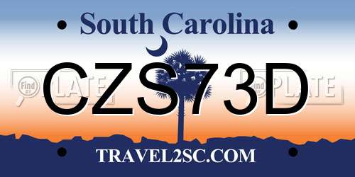 CZS73D South Carolina License Plate