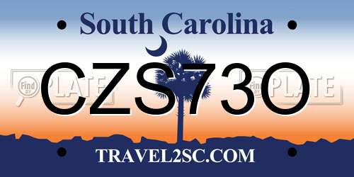 CZS73O South Carolina License Plate