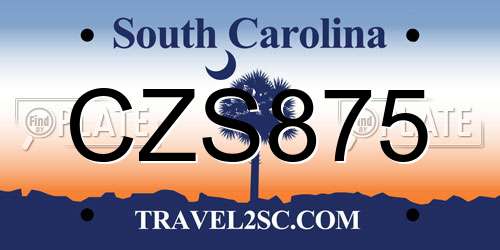 CZS875 South Carolina License Plate