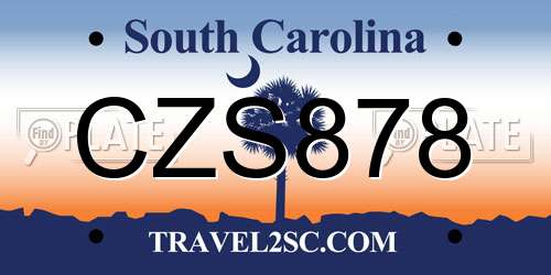 CZS878 South Carolina License Plate