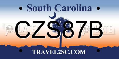 CZS87B South Carolina License Plate