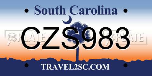 CZS983 South Carolina License Plate