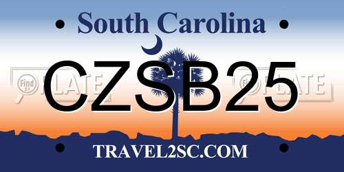 CZSB25 South Carolina License Plate