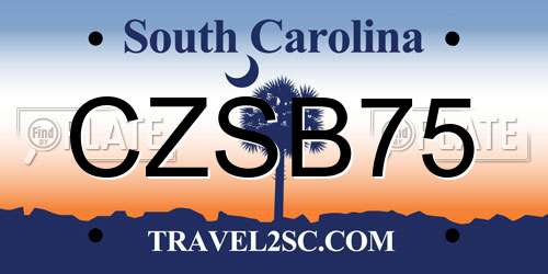 CZSB75 South Carolina License Plate