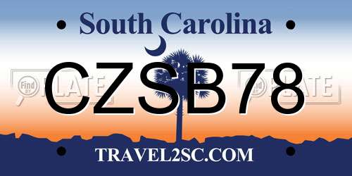 CZSB78 South Carolina License Plate