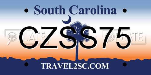 CZSS75 South Carolina License Plate