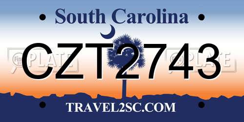 CZT2743 South Carolina License Plate