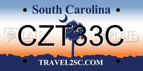 CZT33C South Carolina License Plate