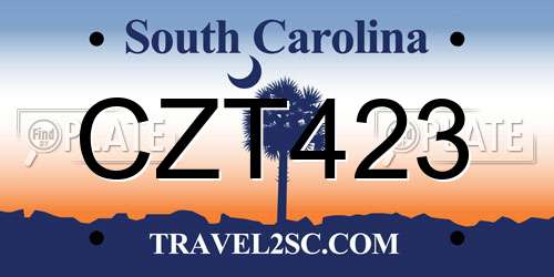 CZT423 South Carolina License Plate