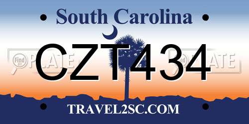 CZT434 South Carolina License Plate