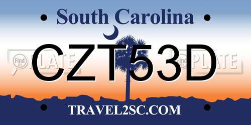 CZT53D South Carolina License Plate