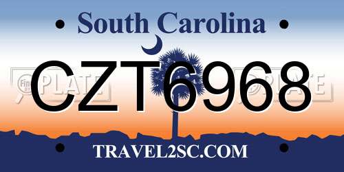 CZT6968 South Carolina License Plate