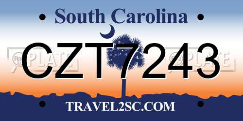 CZT7243 South Carolina License Plate