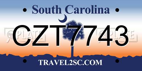 CZT7743 South Carolina License Plate