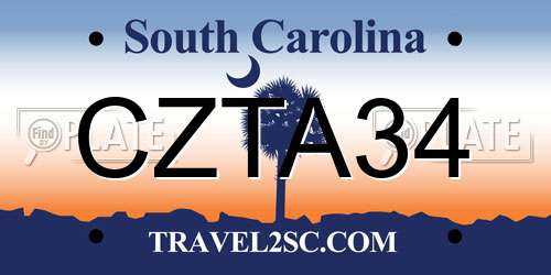 CZTA34 South Carolina License Plate