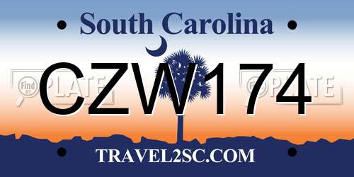 CZW174 South Carolina License Plate