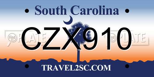 CZX910 South Carolina License Plate