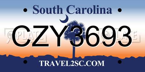 CZY3693 South Carolina License Plate