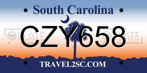 CZY658 South Carolina License Plate