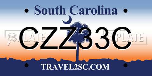 CZZ33C South Carolina License Plate