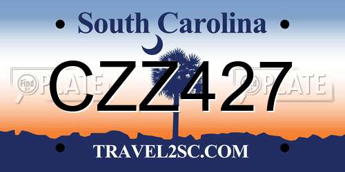 CZZ427 South Carolina License Plate