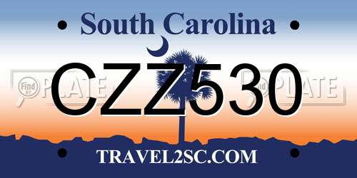 CZZ530 South Carolina License Plate