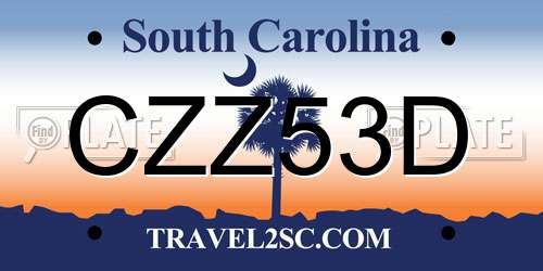 CZZ53D South Carolina License Plate